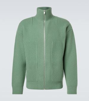 Jil Sander Wool Zip-Up Cardigan - Green