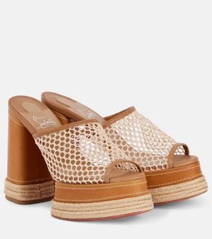 Christian Louboutin Almeja 130 Platform Espadrille Mules - Brown