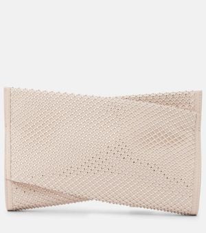 Christian Louboutin Clutch Loubitwist Small Aus Leder Mit Kristallen - Natur