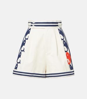ALÉMAIS Shorts Marine De Algodon Estampados - Blanco