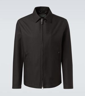 Canali Leather-Trimmed Jacket - Black