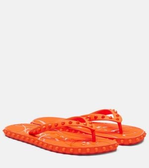 Christian Louboutin Loubi Donna Spike Flip Flops - Orange