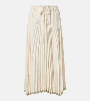 Vince Plisse Tiered Midi Skirt - Natural