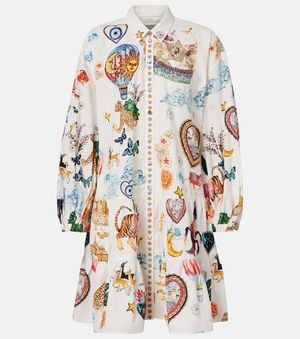 CAMILLA Bedrucktes Minikleid Aus Baumwolle - Weiß