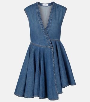 Alaïa Wickelkleid Aus Denim - Blau