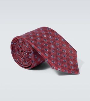 Canali Silk Jacquard Tie - Red