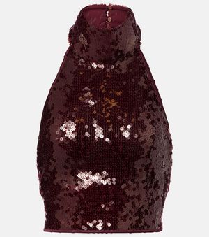 Oséree Top Mit Pailletten - Rot