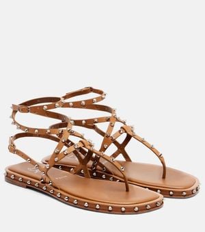 Christian Louboutin Verzierte Sandalen Bombina Aus Leder - Braun