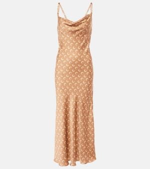 Marine Serre Moon Satin Slip Dress - Brown