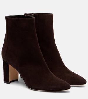 Manolo Blahnik Ankle Boots Rosie 70 Aus Veloursleder - Braun