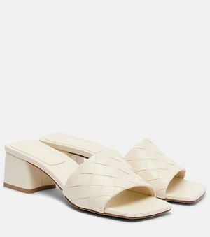 Bottega Veneta Parco 45 Intrecciato Leather Mules - Natural