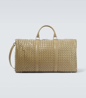 Bottega Veneta Large Intrecciato Leather Duffel Bag - Metallic