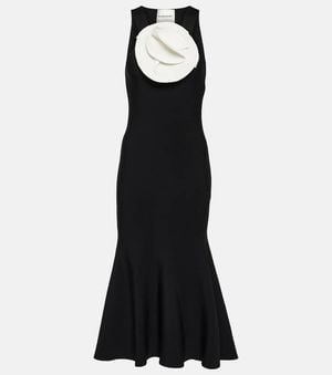 Roland Mouret Floral-Applique Midi Dress - Black