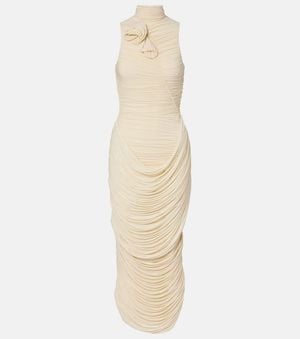 Magda Butrym Floral-Applique Draped Ruched Gown - Natural