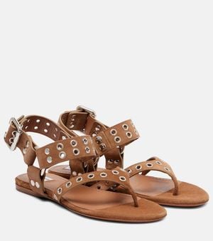 Alaïa Sandales Biker En Daim A Ornements - Marron