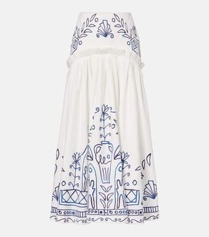 ALÉMAIS X Lrnce – Jupe Longue Leela Imprimee En Coton - Blanc