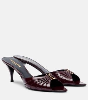 Saint Laurent Mules Babylone Cassandre 60 En Cuir - Marron