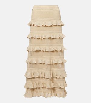 Zimmermann Hypnotic Tiered Lame Maxi Skirt - Natural