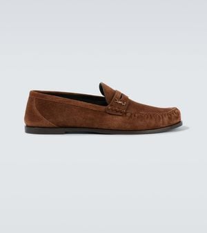 Saint Laurent Mocassins Laurent En Daim - Marron