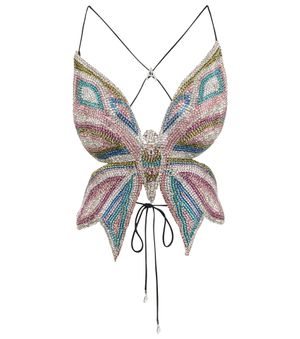 Area Crystal-embellished Crop Top - Metallic