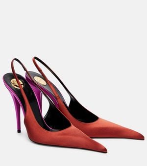 Saint Laurent Deroche 110 Crepe Satin Slingback Court Shoes - Red