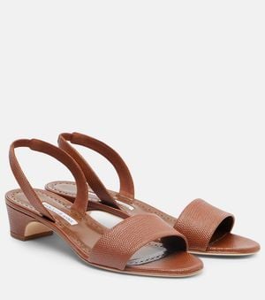 Manolo Blahnik Sandales Slingback Patobarnu 30 En Cuir - Marron