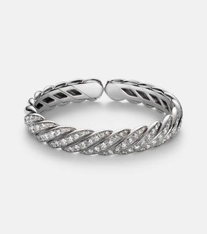David Yurman Armreif Sculpted Cable Flex Aus 18Kt Weissgold (750/1000) Mit Diamanten - Mettallic