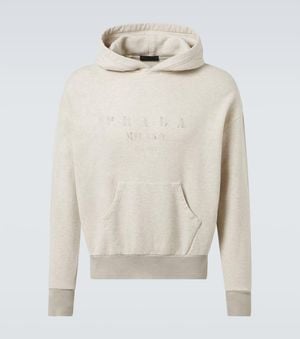 Prada Logo Cotton Hoodie - White