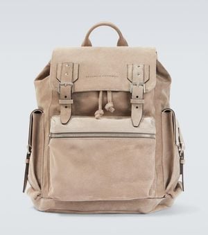 Brunello Cucinelli Rucksack Aus Veloursleder - Natur