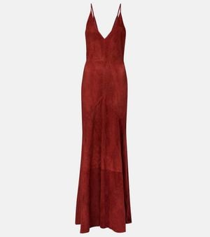 Gabriela Hearst Brigita Suede Maxi Dress - Red