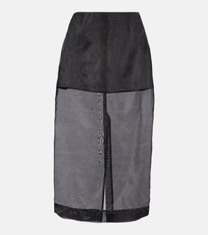 Frankie Shop Peri Silk-Blend Midi Skirt - Gray