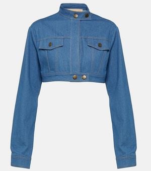 AYA MUSE Giacca Di Jeans Cropped Pilla - Blu