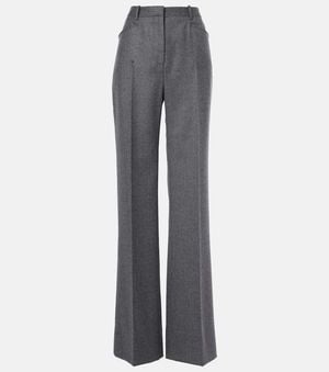 Tom Ford High-Rise Wool Twill Bootcut Pants - Gray
