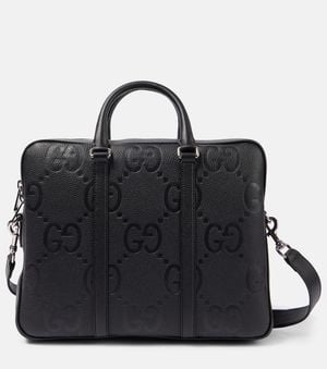 Gucci Jumbo Gg Leather Briefcase - Black