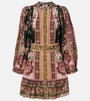 FARM Rio Floral Cotton-Blend Minidress - Brown