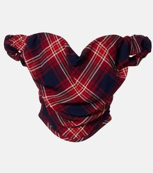Vivienne Westwood Sunday Off-Shoulder Plaid Bustier Top - Red