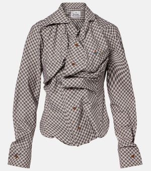Vivienne Westwood Drunken Gathered Cotton Shirt - Grey