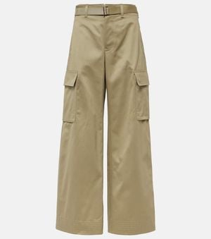 Sacai Pantalones Anchos De Gabardina De Algodon - Neutro