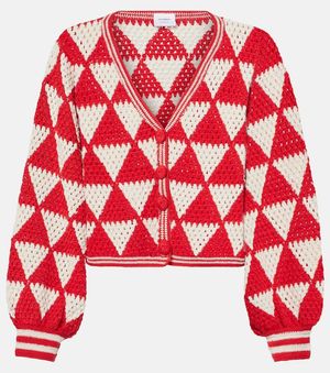 Anna Kosturova Cardigan Maija De Croche De Algodon - Rojo