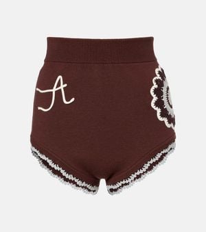 ALÉMAIS Shorts En Mezcla De Lana Con Croche - Marrón