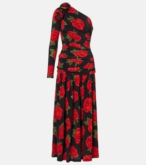 FARM Rio Latin Roses Draped One-Shoulder Maxi Dress - Red