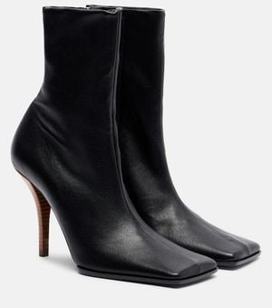 Alaïa Leather Ankle Boots - Black