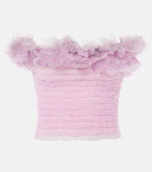 SUSAN FANG Off-Shoulder-Top Aus Tuell - Pink