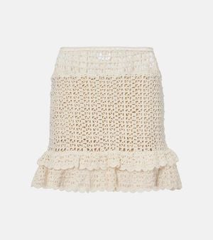 Anna Kosturova Brigitte Crochet Cotton Miniskirt - Natural