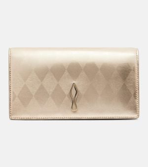Christian Louboutin Clutch Bettina Aus Metallic-Leder - Natur
