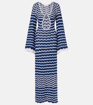 Bananhot Rey Knitted Cotton-Blend Maxi Dress - Blue