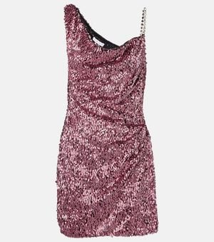 Area One-Shoulder Sequined Minidress - Purple