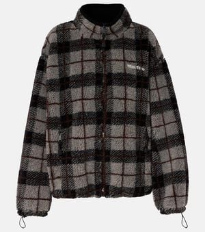 Miu Miu Checked Teddy Jacket - Black