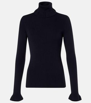 Chloé Ribbed-Knit Cotton And Wool Turtleneck Sweater - Blue