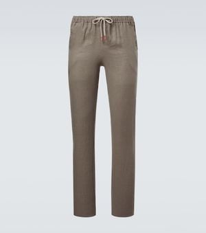 Kiton Linen Slim Pants - Gray